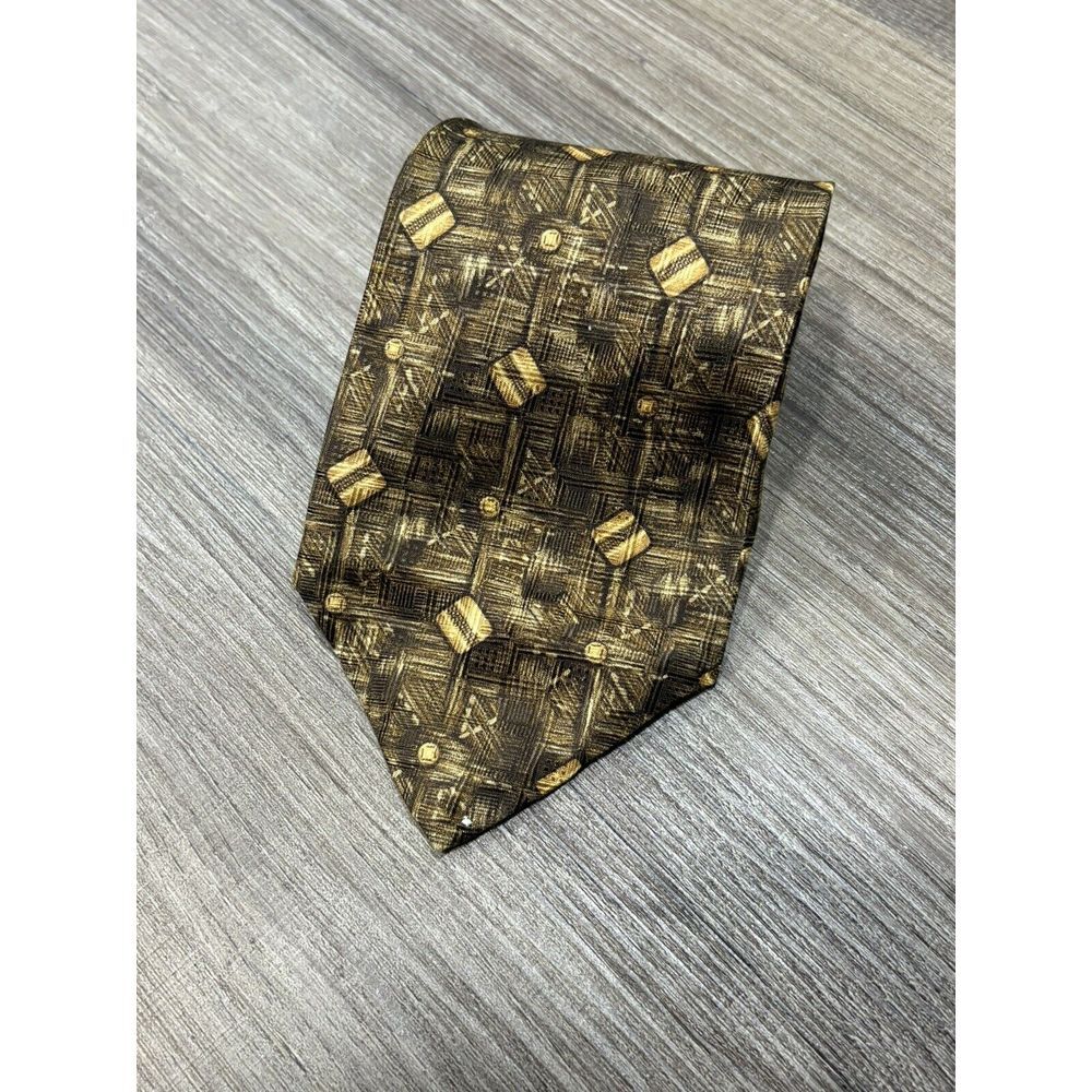 Robert Talbott Best Of Class All Over Print Necktie 100% Silk Gold NWT Men's